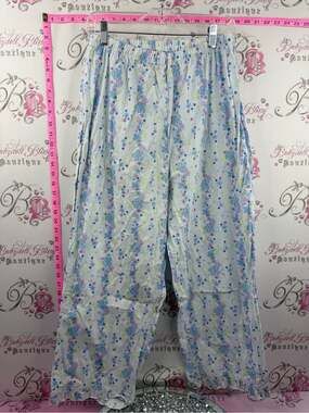 PENMANS pants pj flowers Floral Striped Cotton Lounge Pants - Light Blue